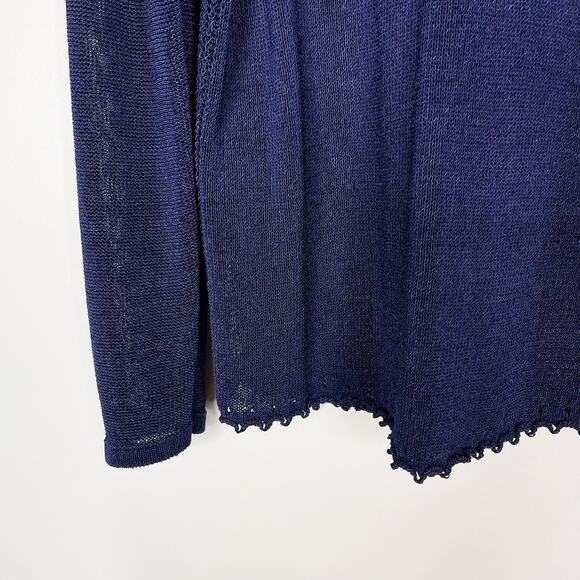 J McLaughlin Medium M Blue Loop Stitch Raglan Long Sleeve Sweater Cotton Blend - Picture 4 of 8